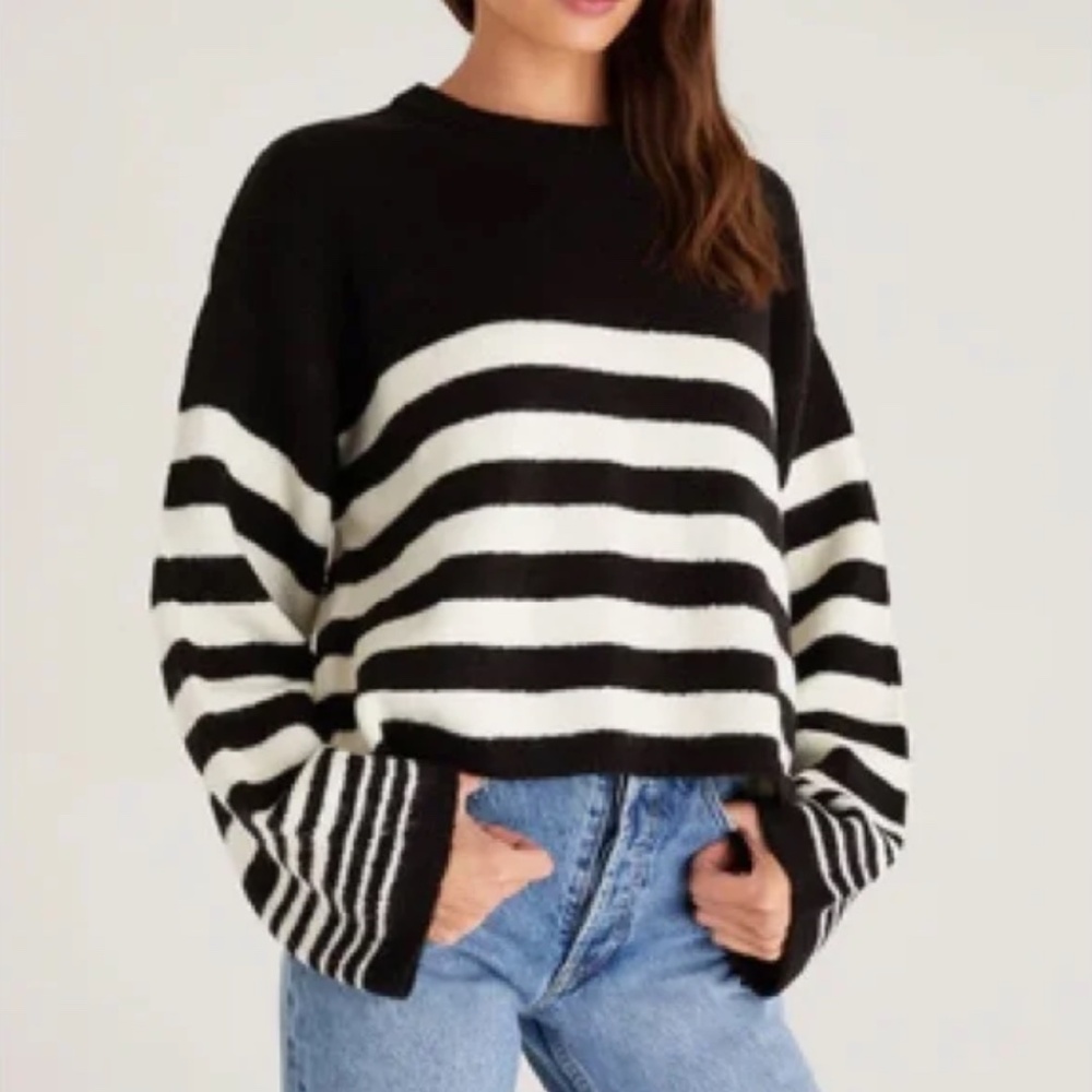 Z Supply Black and White Stripe Sweater